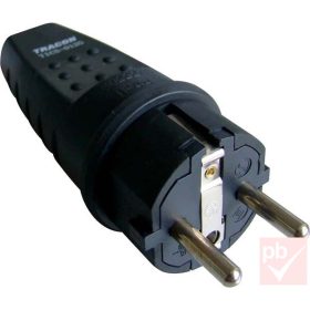   Hálózati dugvilla, lengő, 1F, fekete, egyenes, gumi, 16A (Tracon)