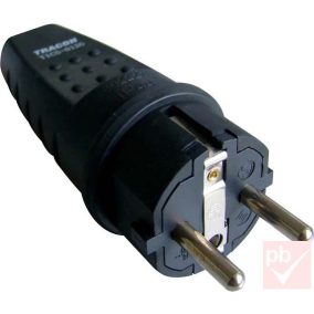   Hálózati dugvilla, lengő, 1F, fekete, egyenes, gumi, 16A (Tracon)