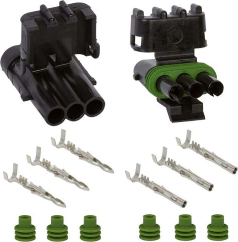 Gépjármű elektromos csatlakozó pár, 3 pin, vízálló (Weather Pack)