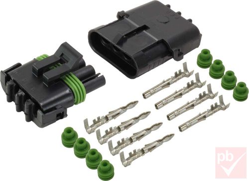 Gépjármű elektromos csatlakozó pár, 4 pin, vízálló (Weather Pack)