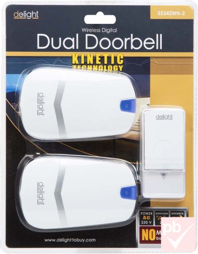 Delight Kinetic elem és vezeték nélküli csengő 2db-os szett (fehér)