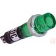 Jelzőfény, furatba szerelhető, 12V DC zöld (furat: 7.5mm)