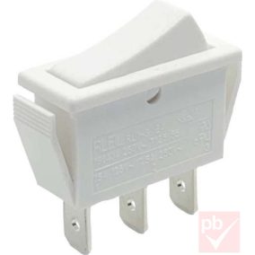   Billenő kapcsoló, szögletes, fehér, világítás nélkül, 1 kör, 2 állású, 3 láb, 30x11mm