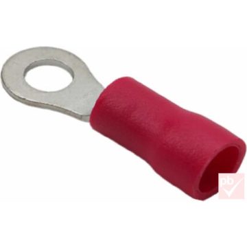   Kábelsaru, 4.3mm (M4) / 1.7mm, gyűrűs (szemes), szigetelt, piros