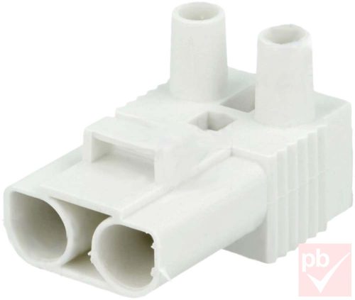 Elektromos csatlakozó, anya, szétkapcsolható, 2 pólusú, sorkapcsos, fehér