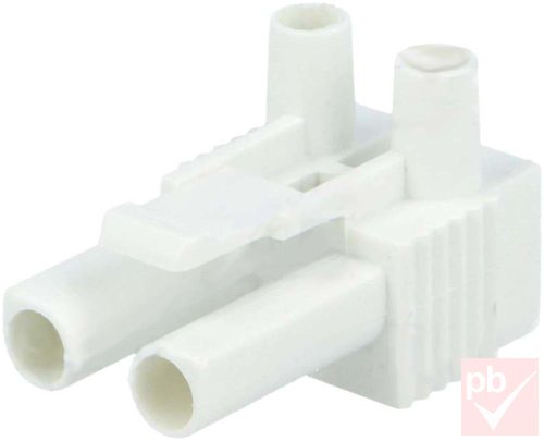 Elektromos csatlakozó, apa, szétkapcsolható, 2 pólusú, sorkapcsos, fehér