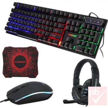   Forev FV-Q0809 RGB PC gamer szett (billentyűzet + egér + egérpad + headset)