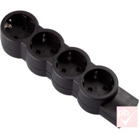   Hálózati elosztósor, szerelhető, 4 aljzat, kapcsoló nélkül, kábel nélkül, fekete