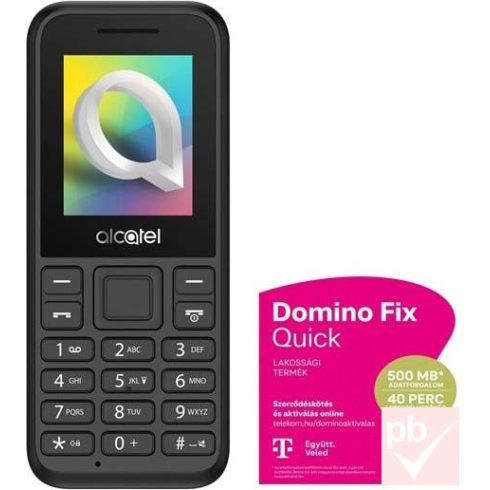 Alcatel 1068 DS* fekete mobiltelefon + DominoFix Quick csomag