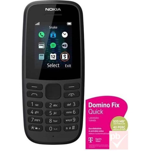 Nokia 105 (2019) fekete mobiltelefon + DominoFix Quick csomag