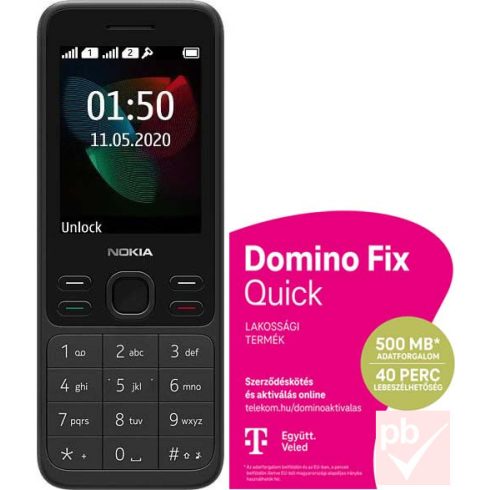 Nokia 150 (2020) fekete DualSim mobiltelefon + DominoFix Quick csomag