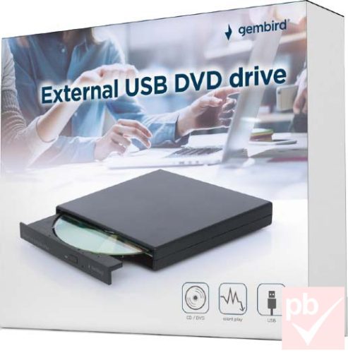Gembird külső USB DVD író-olvasó meghajtó (fekete)