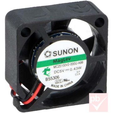   Sunon MagLev MC25100V2-000U-A99 miniatűr ventilátor (5V DC 0.43W 25x25x10mm)