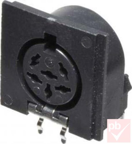 DIN aljzat, beépíthető, nyákba, 6-pin (Hirschmann)