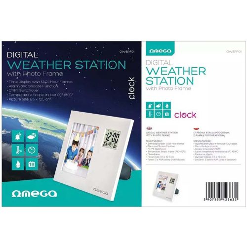 Omega képkeret digitális órával, hőmérővel