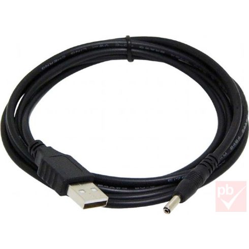 USB DC töltő kábel (USB Type-A dugó / 3.5x1.0mm DC dugó) 1.8m
