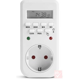   Delight 20298B digitális kapcsolóóra visszajelző LED-ekkel, 250V 16A