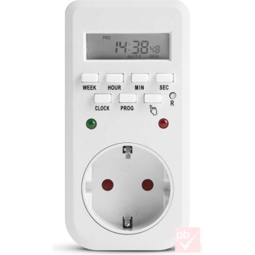   Delight 20298B digitális kapcsolóóra visszajelző LED-ekkel, 250V 16A