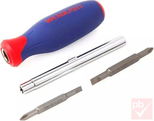 Workpro 6-in1 multi csavarhúzó (PH1, PH2, SL 3/16, SL 1/4, HEX 1/4, HEX 5/16)