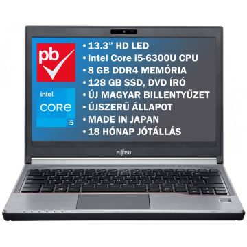  Fujitsu Lifebook E736 13.3" felújított prémium használt laptop (Core-i5, 8GB, 240GB)