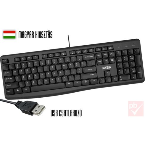 Gaba K208 Office Wired Keyboard USB billentyűzet (fekete, HUN)