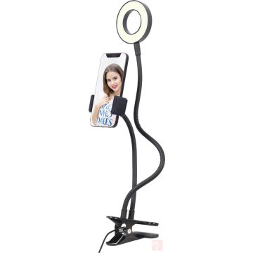 Gembird Selfie Ring Light LED körlámpa telefon tartóval
