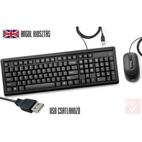 HP Wired Keyboard and Mouse 160 USB vezetékes billentyűzet + egér (fekete, ENG)