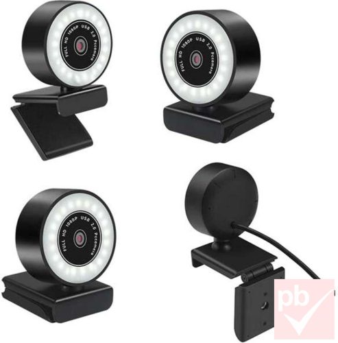 Platinet 2K LED Ring webkamera beépített mikrofonnal