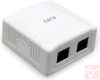 RJ45 fali doboz, 2db 8P8C aljzat, Cat6, műanyag, fehér