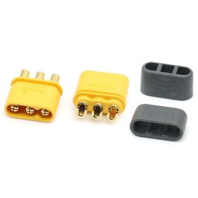   Elektromos csatlakozó, MR30, apa, 3 pólusú, forrasztható, sárga, 15A