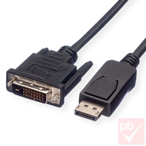 Displayport-DVI összekötő kábel (DualLink DVI-D 24+1 dugó) 1.8m