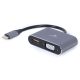 USB 3.0 C-HDMI átalakító, Type-C dugó - HDMI + VGA aljzat (20cm)