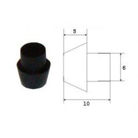   Gumiláb, fekete, kúpos, gyorsan szerelhető (átmérő: 9/6mm, magasság: 5mm)