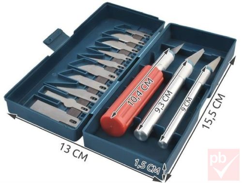 Univerzális barkács kés készlet műanyag tokban (13db-os)