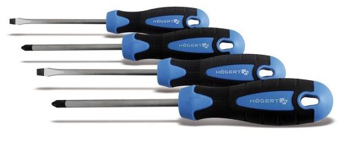 Högert HT1S094 4db-os csavarhúzó készlet (S2 acél, PH1, PH2, lapos)