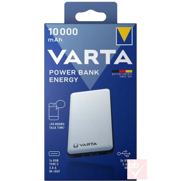   Varta Energy Power Bank hordozható akkumulátor (10000mAh, fekete-fehér)
