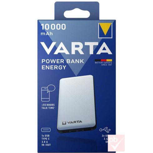 Varta Energy Power Bank hordozható akkumulátor (10000mAh, fekete-fehér)