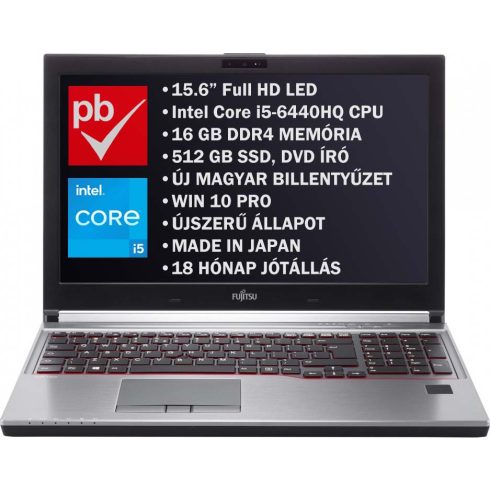 Fujitsu Celsius H760 15.6" felújított prémium használt laptop (Core i5, 16 GB, 512GB, nVidia Quadro)