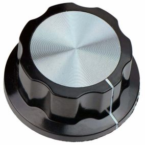   Potenciométer forgató gomb, 6-os tengelyre, csavaros, jelöléssel, 45mm