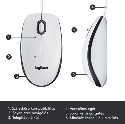 Logitech M100 fehér optikai egér USB
