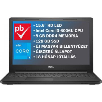   Dell Vostro 15-3568 felújított prémium használt laptop (Core i3, 8GB, 128GB)