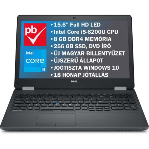 Dell Latitude E5570 15.6" felújított prémium használt laptop (Core i5, 8GB DDR4, 256GB SSD)