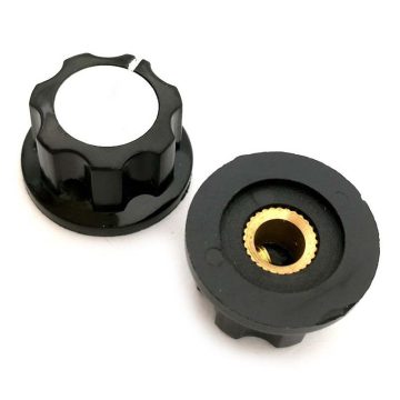   Potenciométer forgató gomb, 6-os tengelyre, csavaros, jelöléssel 23mm
