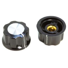   Potenciométer forgató gomb, 6-os tengelyre, csavaros, jelöléssel 27mm