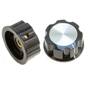   Potenciométer forgató gomb, 6-os tengelyre, csavaros, jelöléssel 33mm