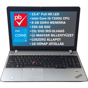   Lenovo ThinkPad E570 15.6" felújított prémium használt laptop (Core i5, 8GB, 256GB, Full HD)
