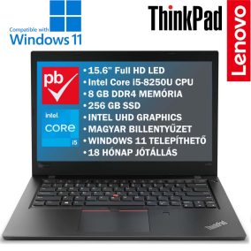   Lenovo ThinkPad L580 15.6" felújított prémium használt laptop (Core i5 8th, 8GB, 256GB, Full HD)