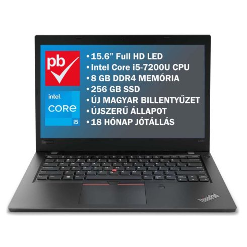 Lenovo ThinkPad L580 15.6" felújított prémium használt laptop (Core i5, 8GB, 256GB, Full HD)