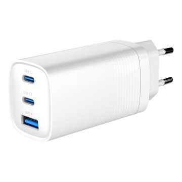   Gembird 65W GaN hálózati USB töltő 3db aljzattal (Type-A + 2x Type-C, PD, QC3.0)