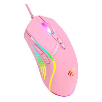 Havit 6400dpi pink gamer egér RGB LED világítással